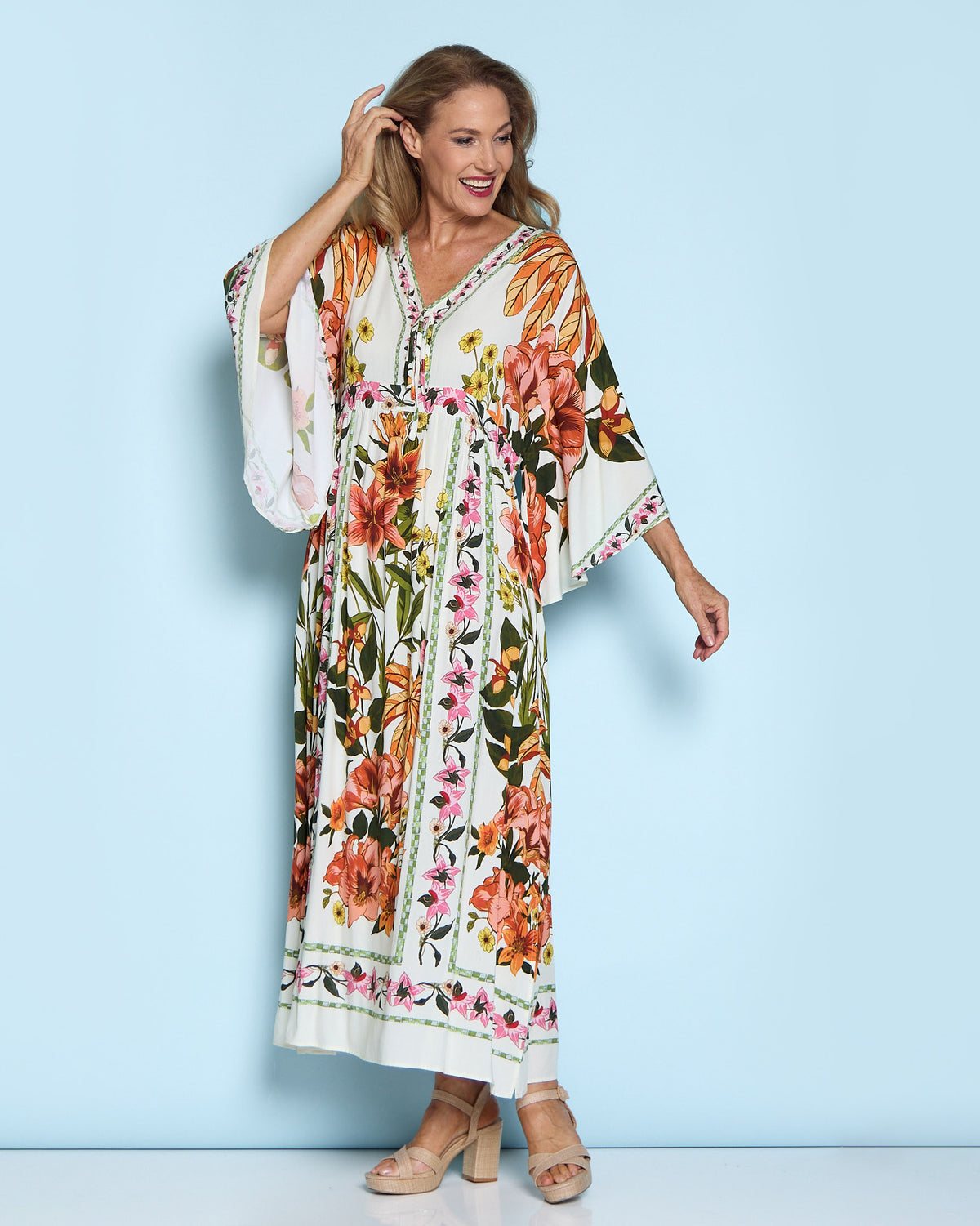 Katrina Flutter Sleeve Dress - Floral Boho