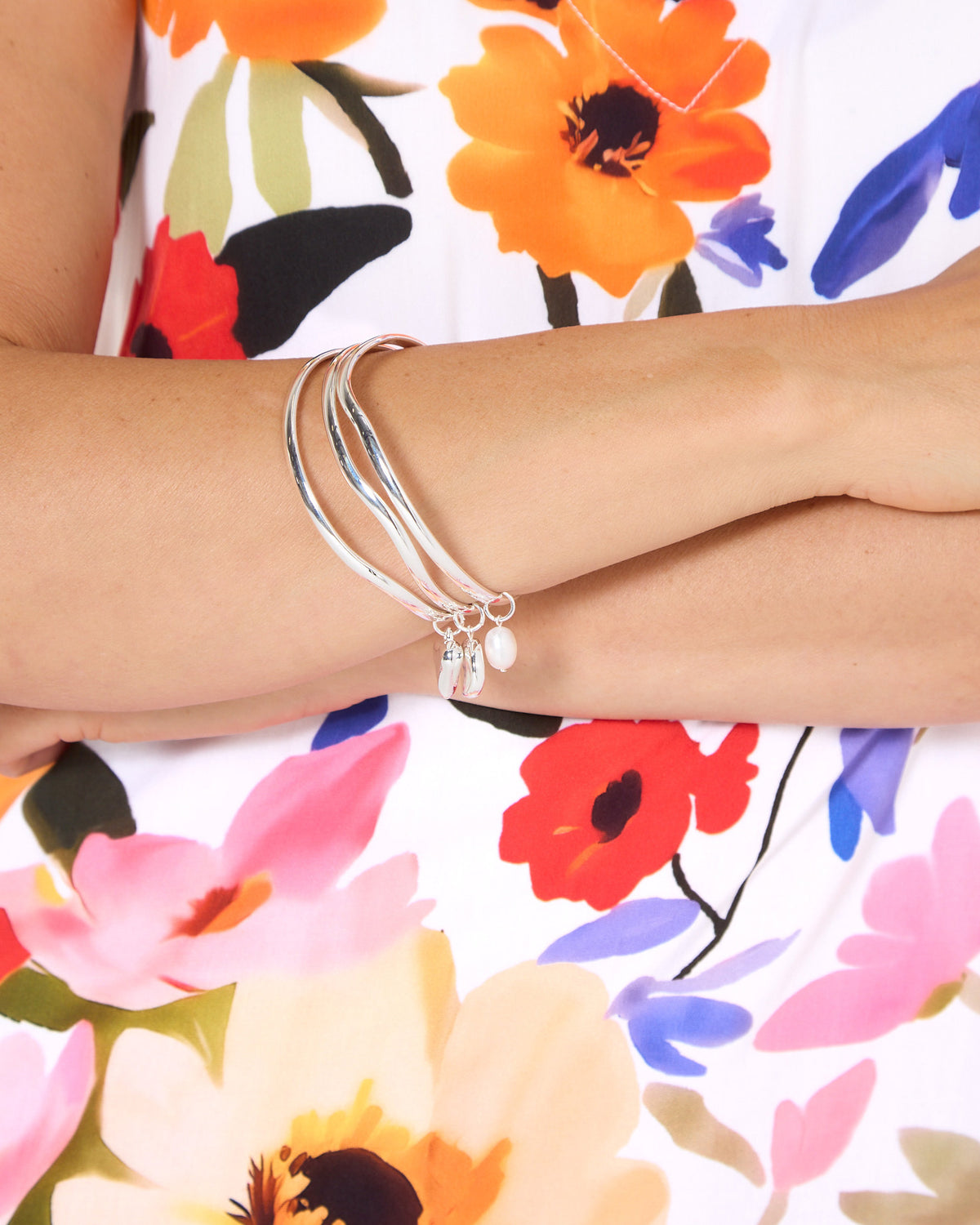 Whittaker Charm Bangle Set - Silver