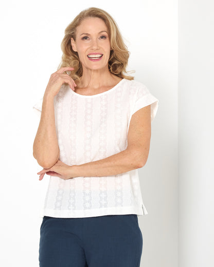 Flower Fields Tarin Top - White