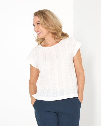 Flower Fields Tarin Top - White