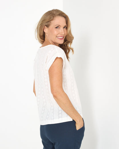 Flower Fields Tarin Top - White