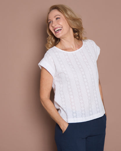 Flower Fields Tarin Top - White