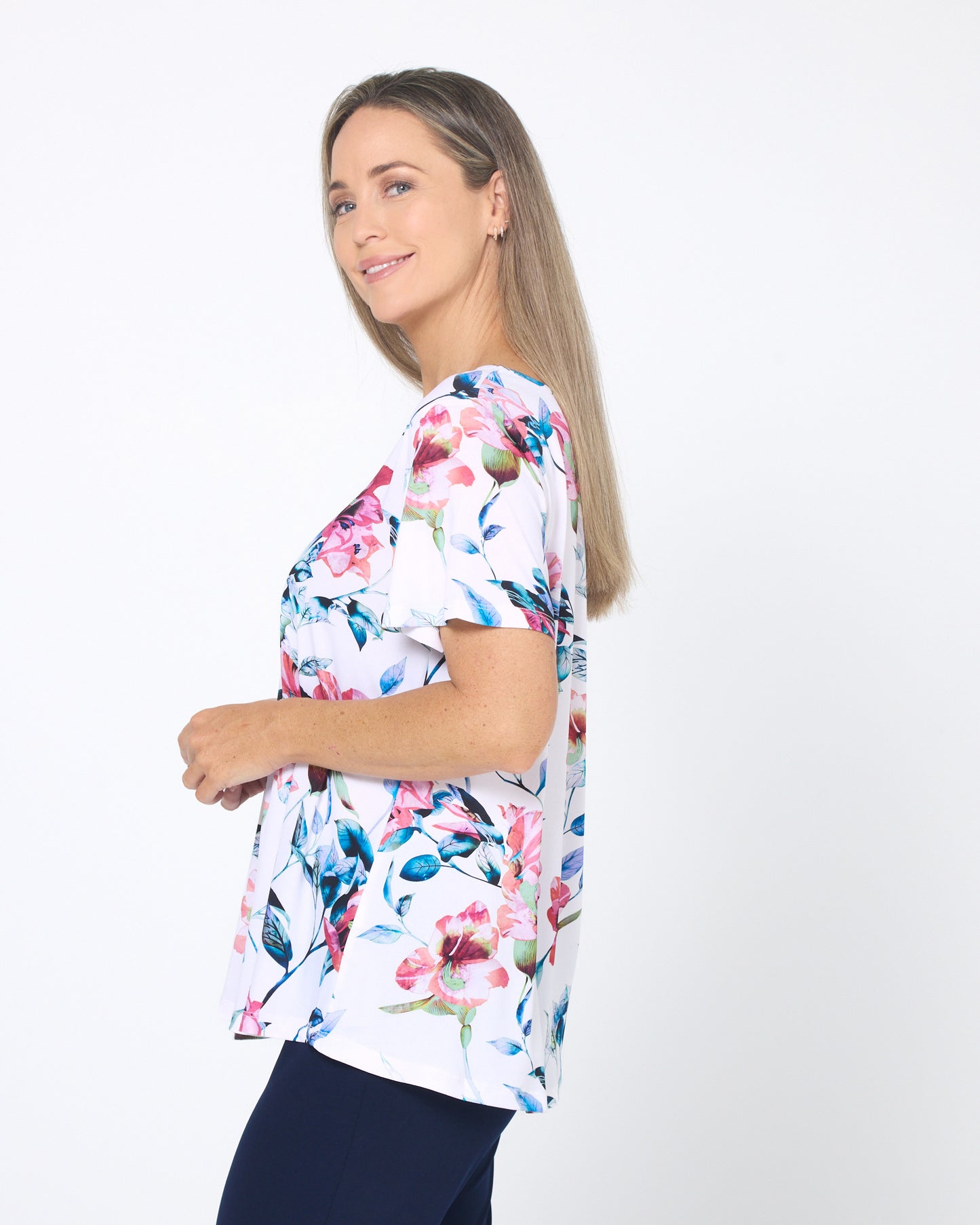 Vee Swing Flutter Top - Floral