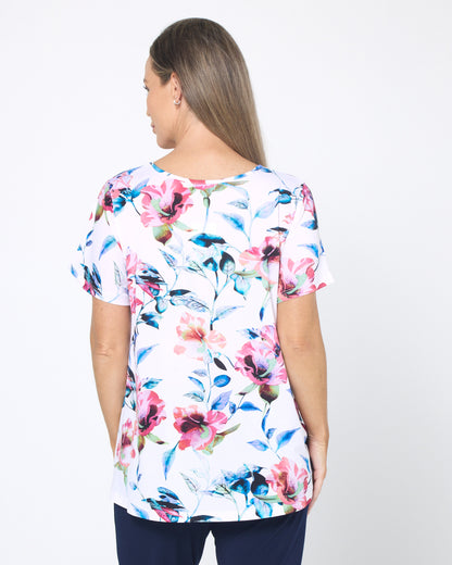 Vee Swing Flutter Top - Floral