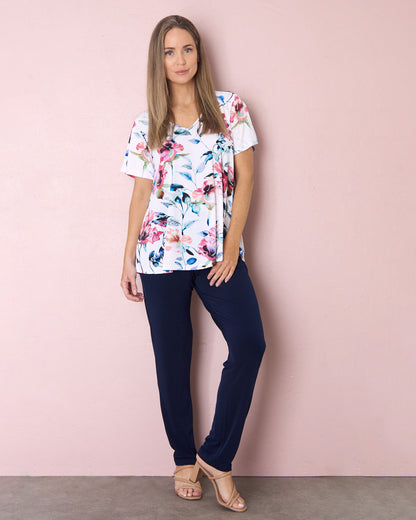 Vee Swing Flutter Top - Floral