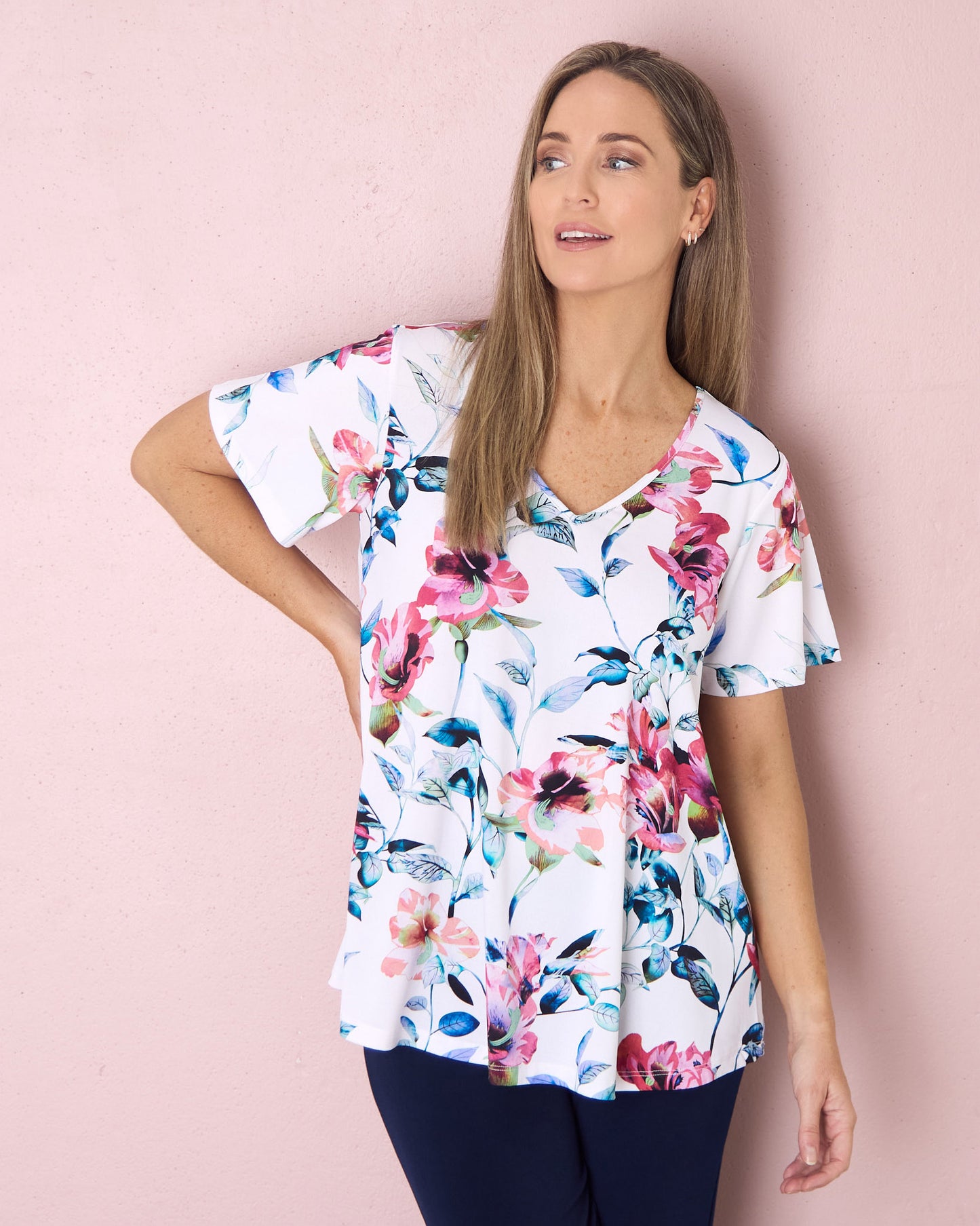 Vee Swing Flutter Top - Floral