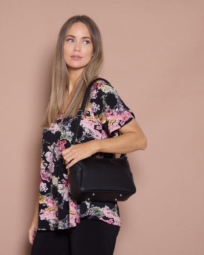 Vee Swing Flutter Top - Midnight Blossom
