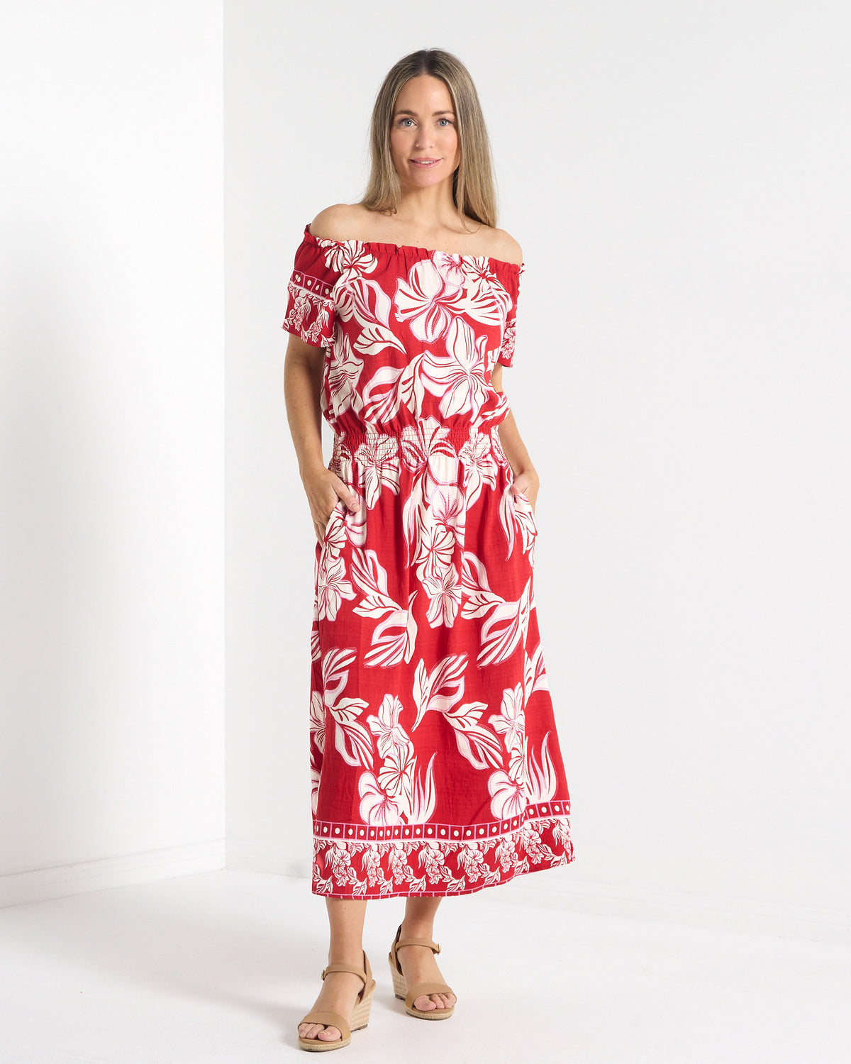 Langston Dress - Crimson Tropics