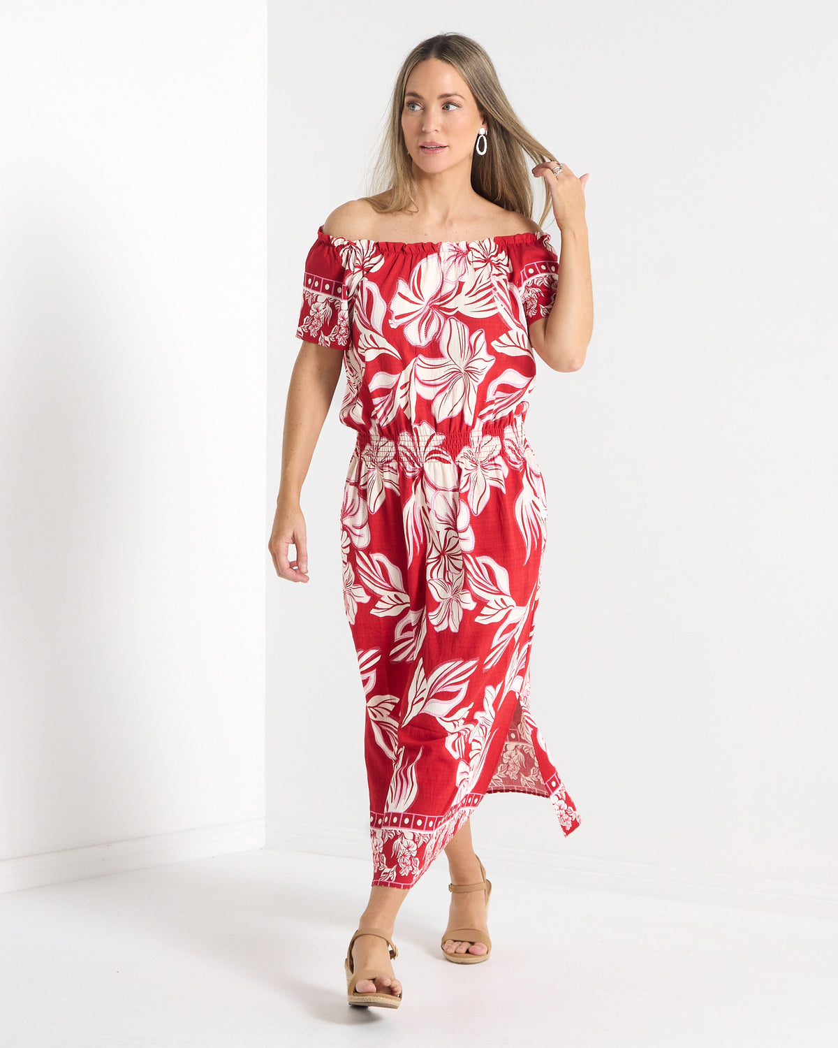 Langston Dress - Crimson Tropics
