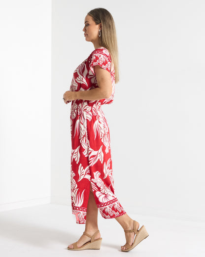 Langston Dress - Crimson Tropics