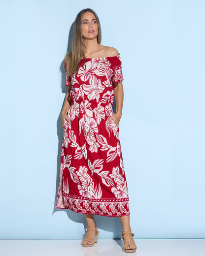 Langston Dress - Crimson Tropics