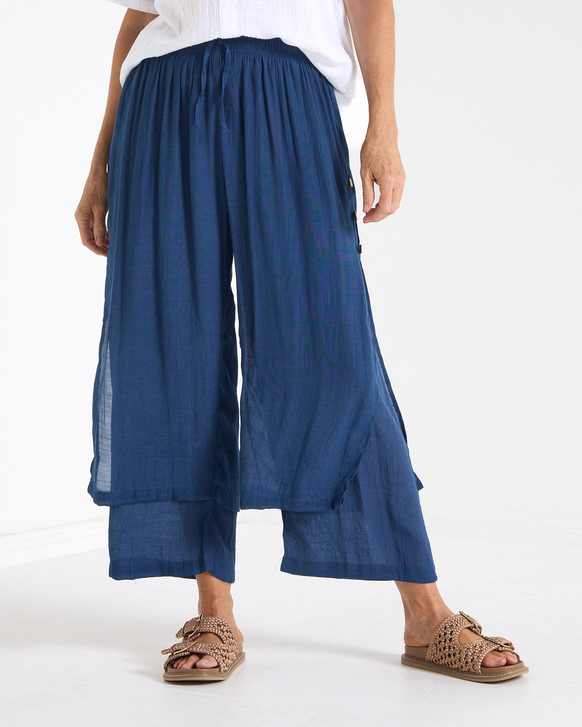 Brooke Layered Pants - Navy: styled view