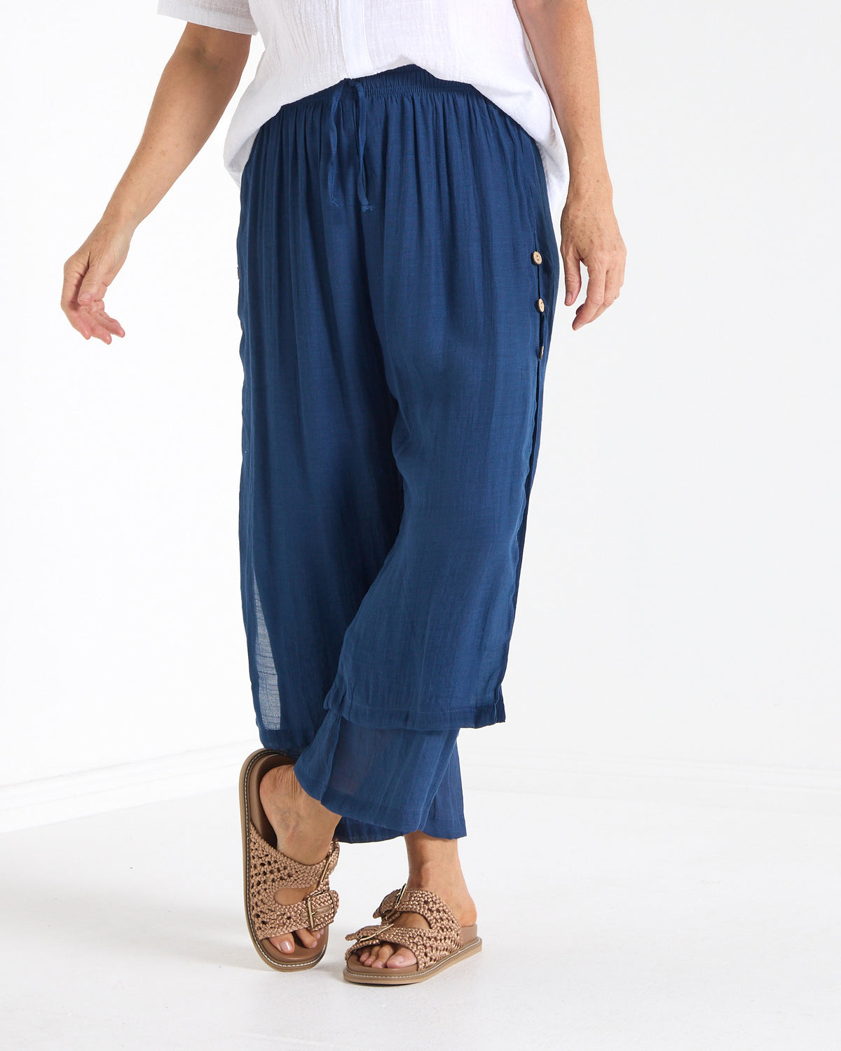 Brooke Layered Pants - Navy: styled view
