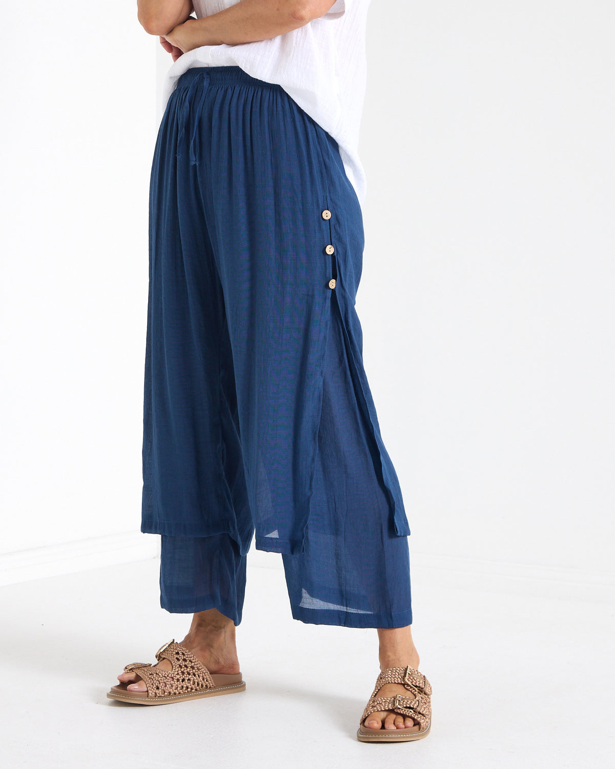 Brooke Layered Pants - Navy: styled view
