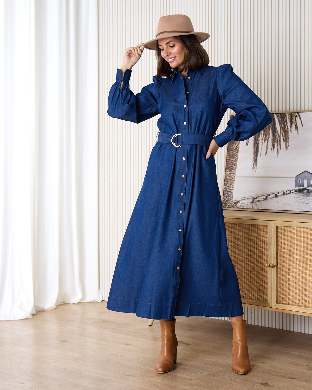 Lace Trimmed Chambray Dress herlipto Herlipto Lace Trimmed