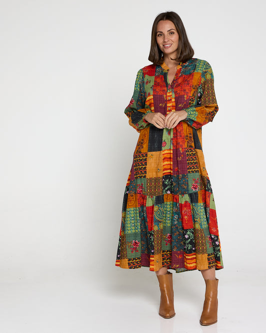 Vienna Cotton Midi Dress - Autumnal Vintage