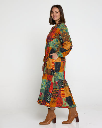 Vienna Cotton Midi Dress - Autumnal Vintage