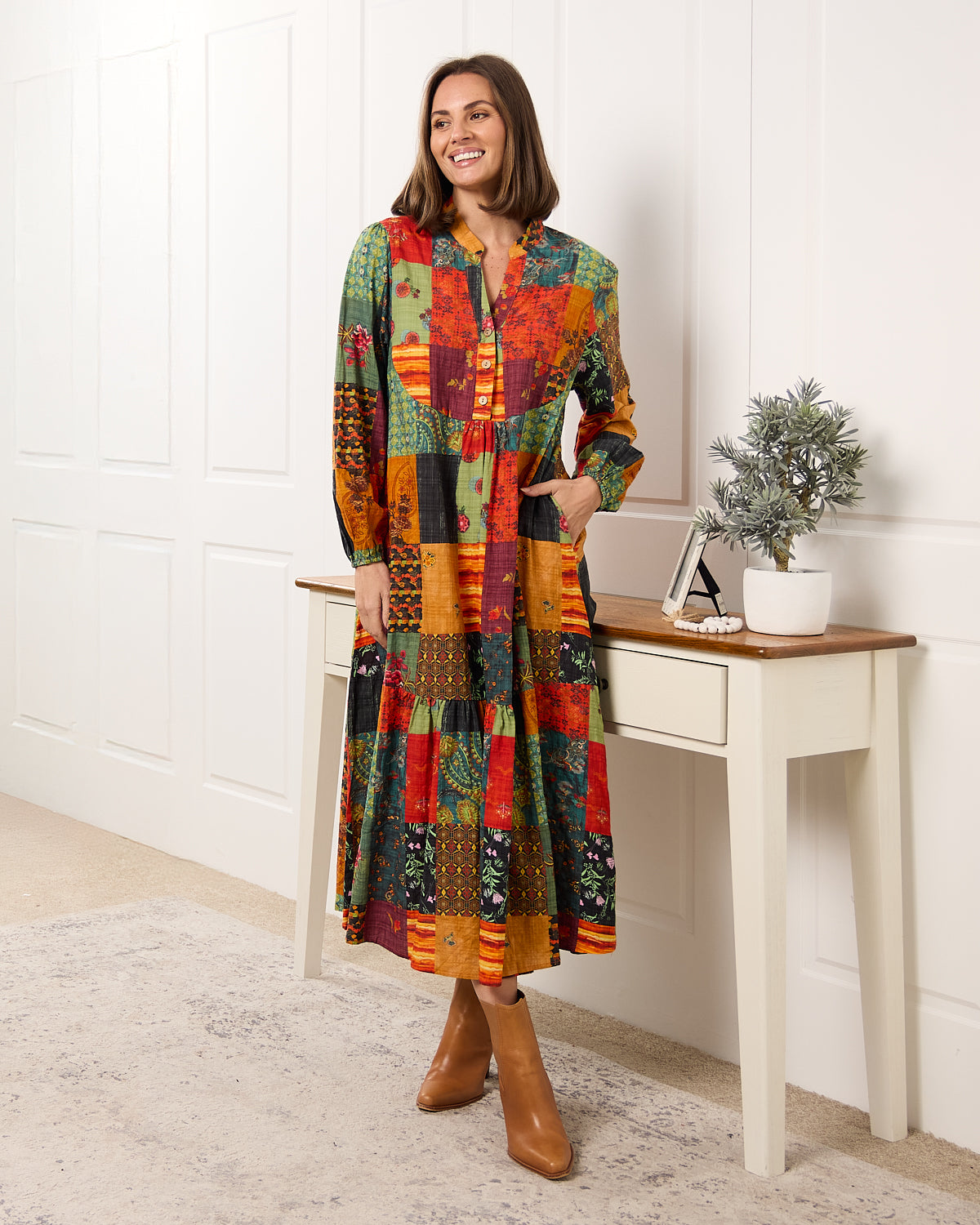 Vienna Cotton Midi Dress - Autumnal Vintage