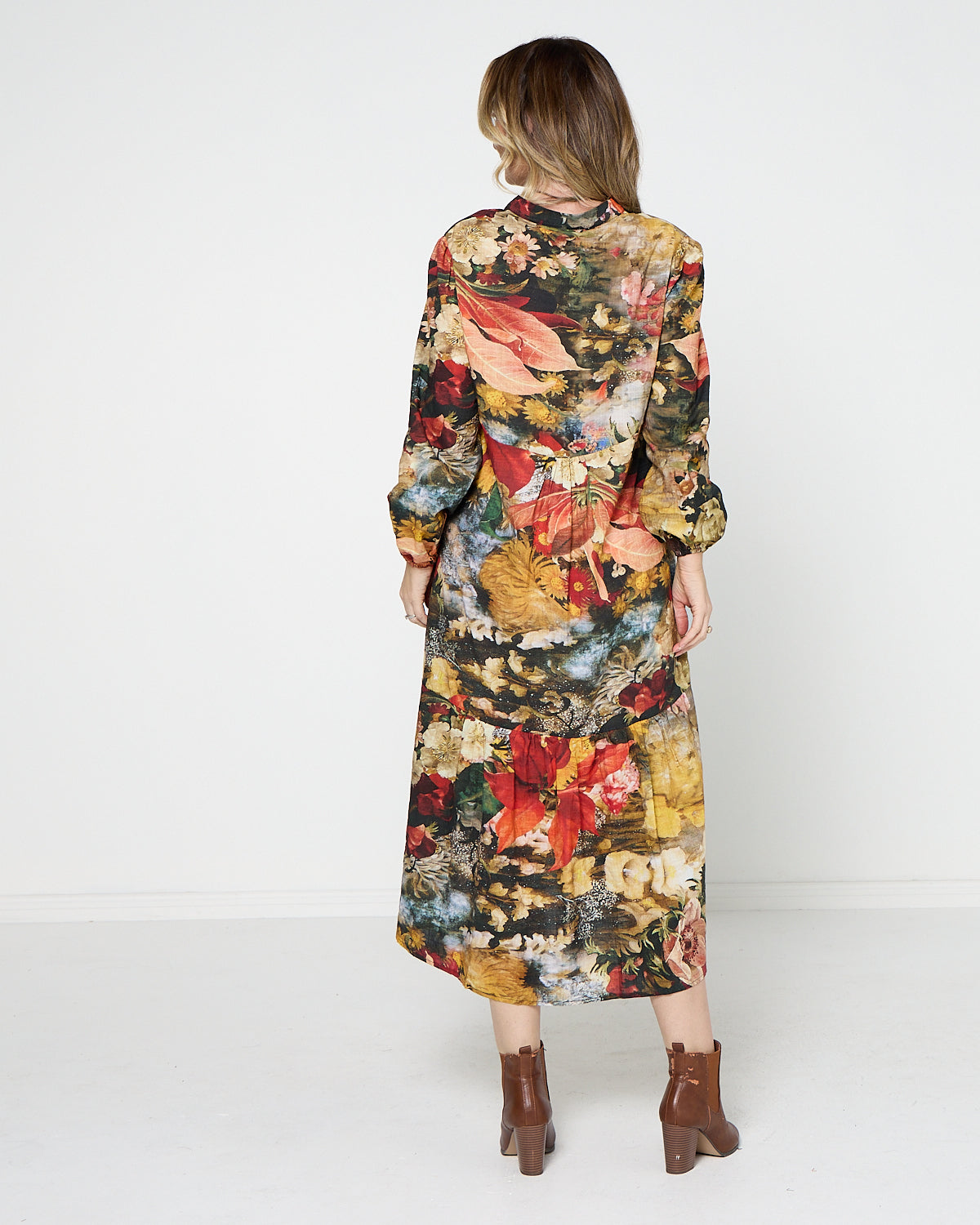 Vienna Cotton Midi Dress - Autumn Garden