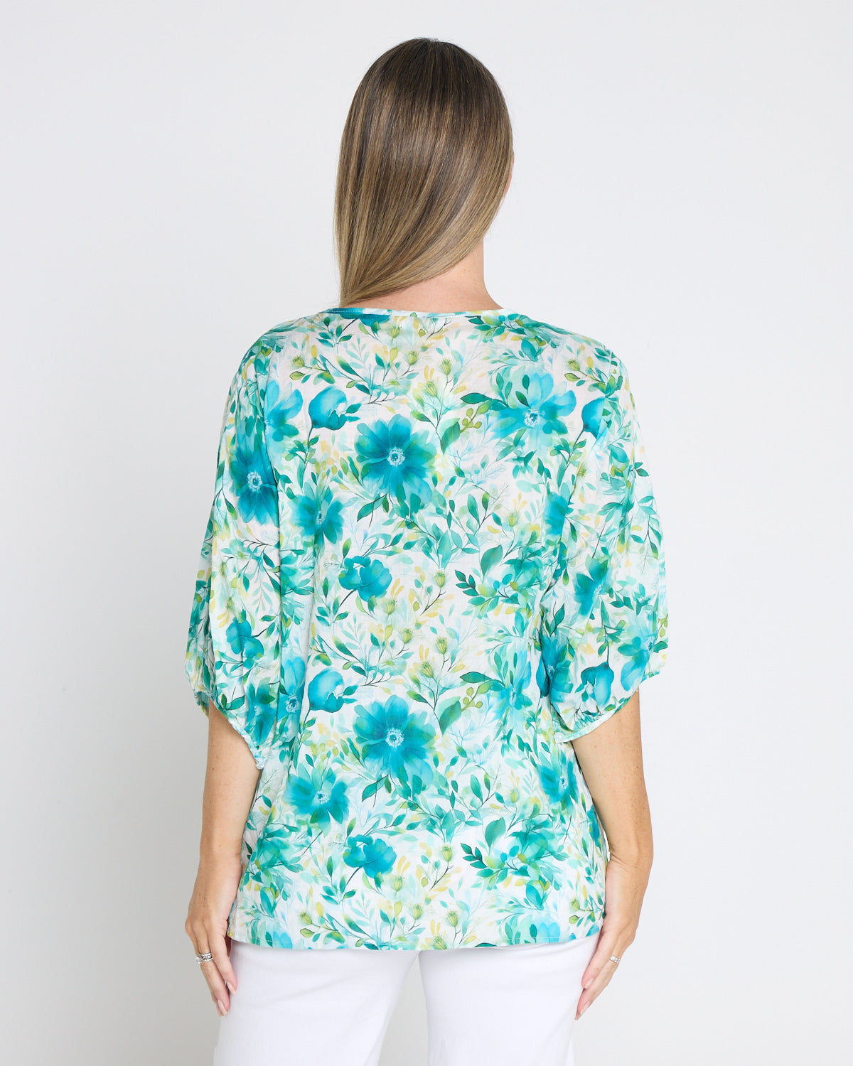 Toulouse Cotton Blouse - Teal Floral