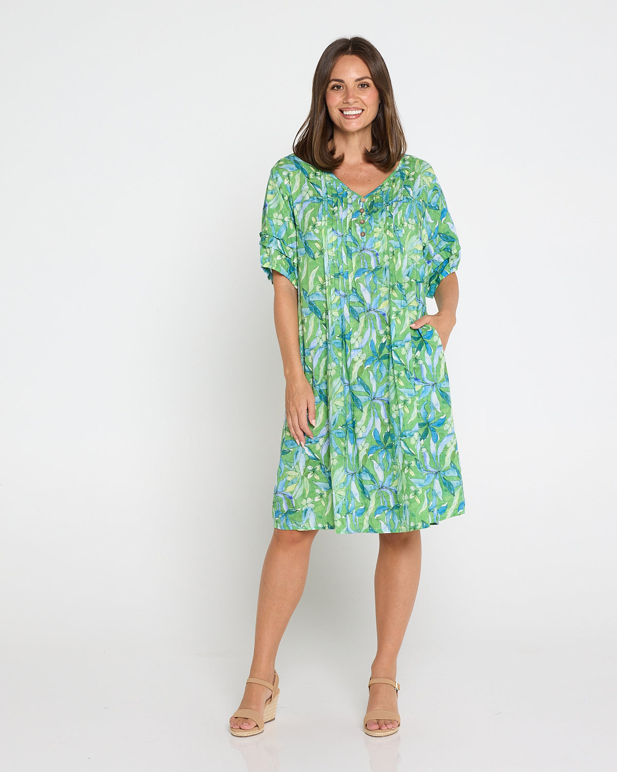 Camelot Cotton Dress - Emerald Glade