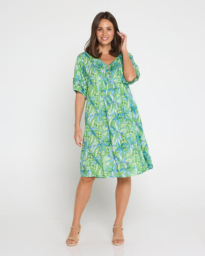Camelot Cotton Dress - Emerald Glade