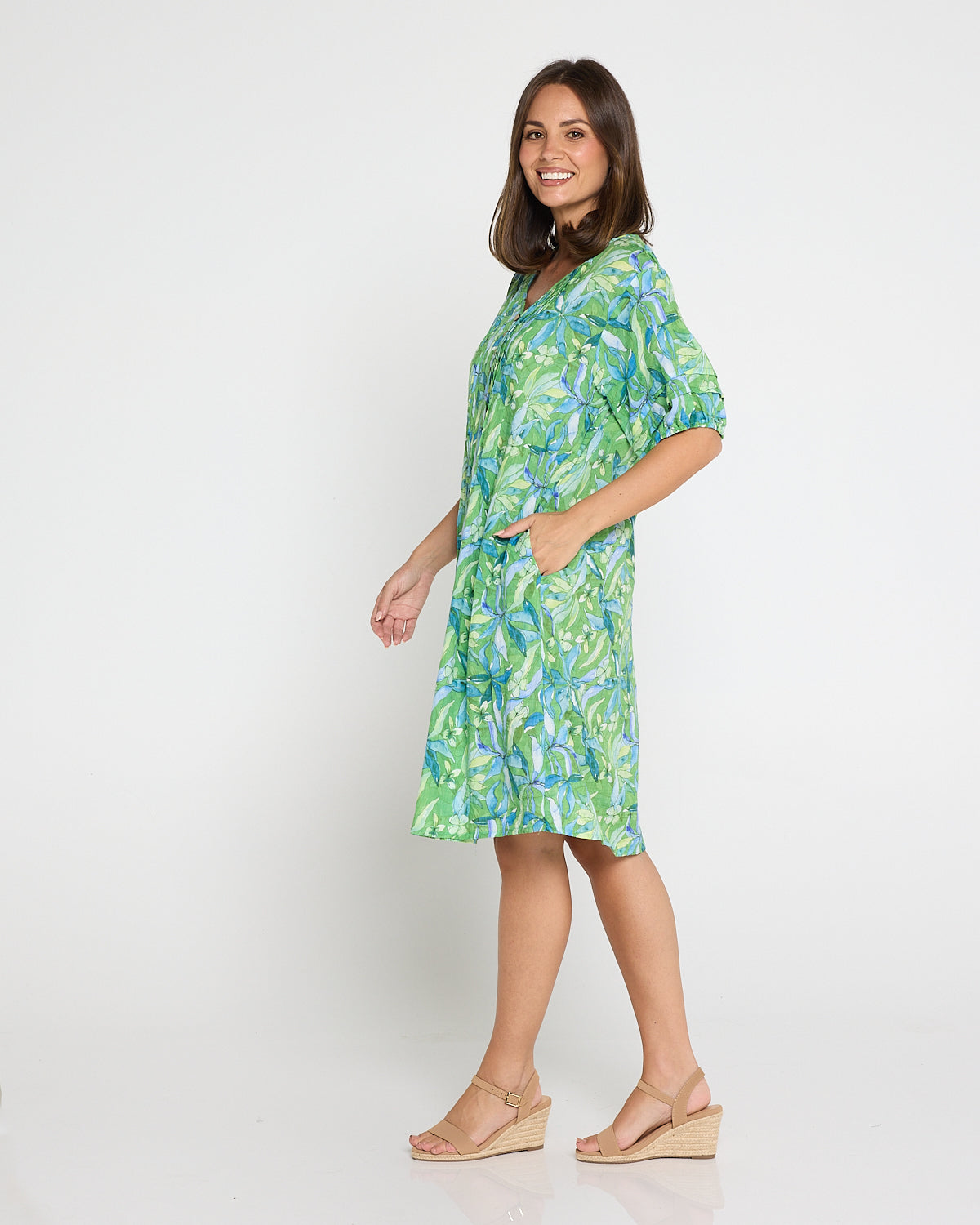 Camelot Cotton Dress - Emerald Glade