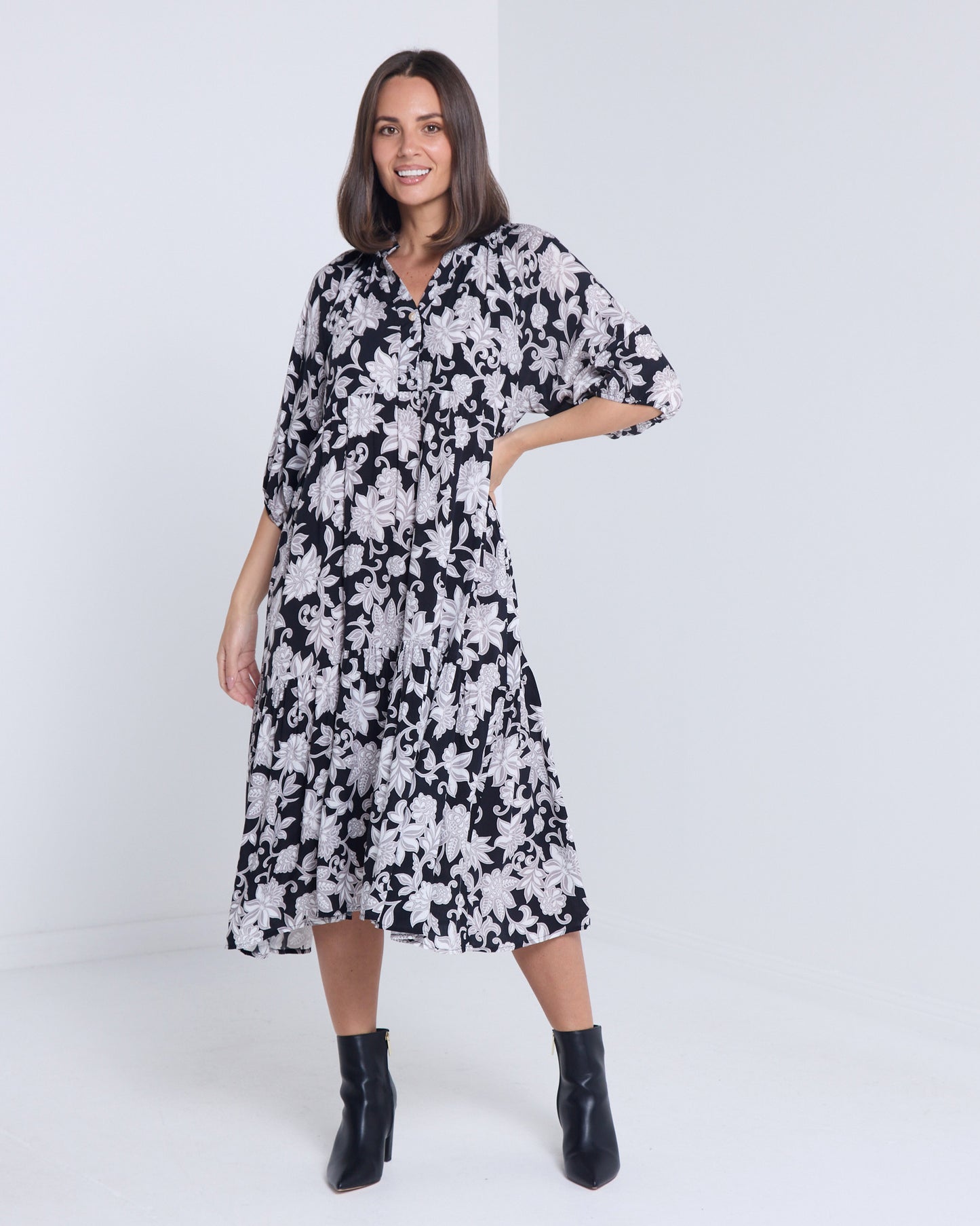Lisburn Dress - Black Floral