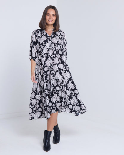 Lisburn Dress - Black Floral