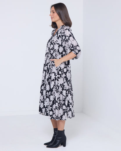 Lisburn Dress - Black Floral
