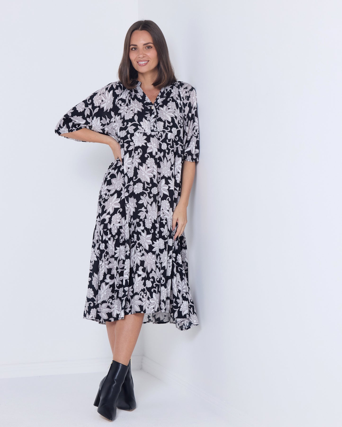 Lisburn Dress - Black Floral