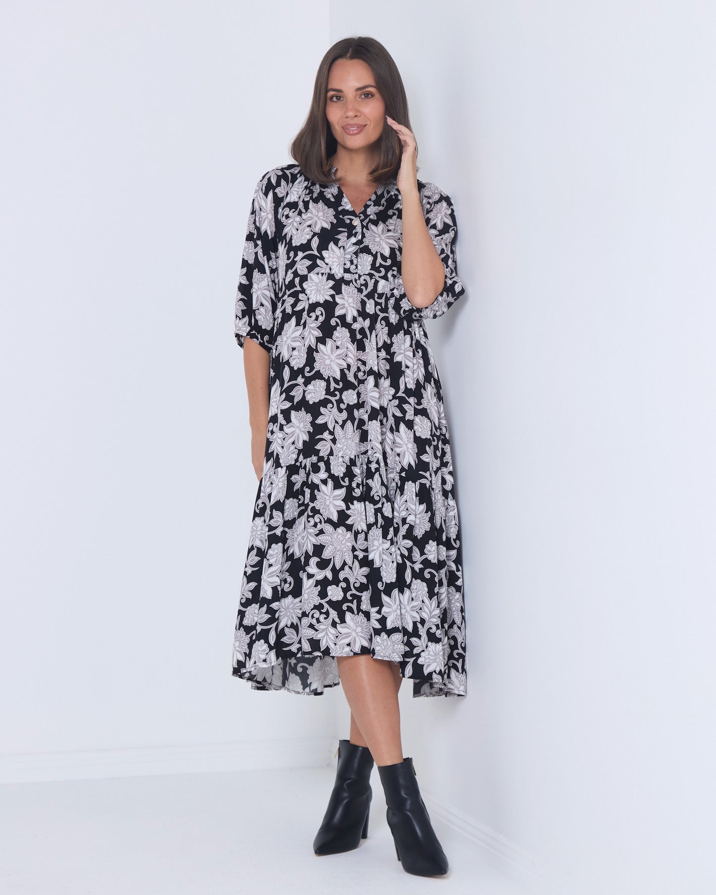 Lisburn Dress - Black Floral