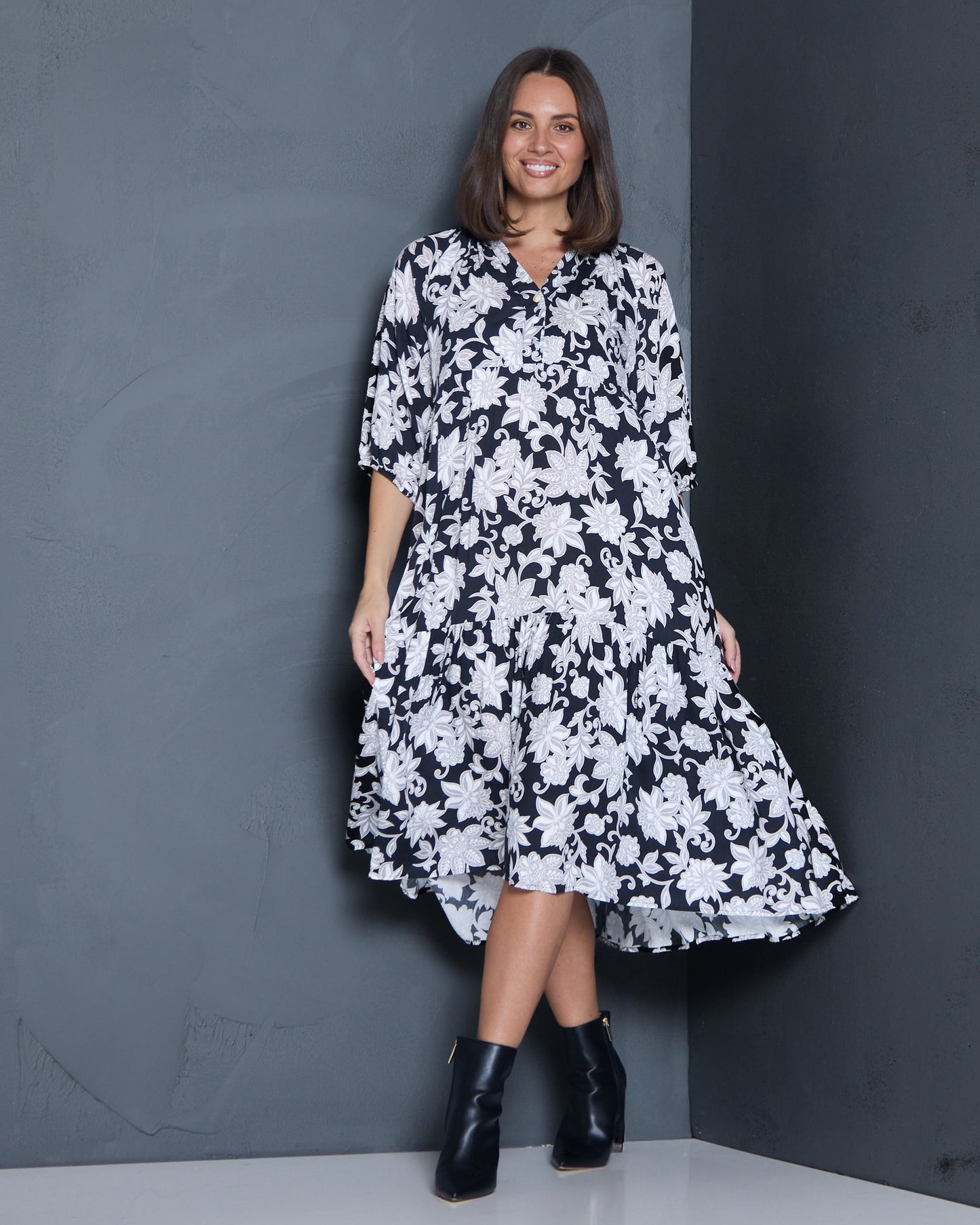Lisburn Dress - Black Floral
