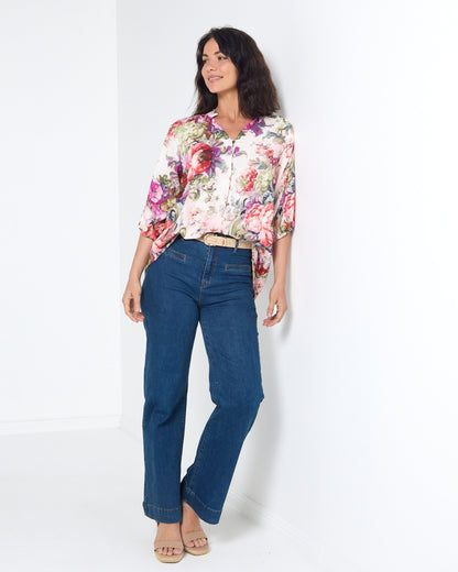 Verona Button Front Blouse - Garden Floral
