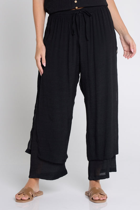 Brooke Layered Pants - Black