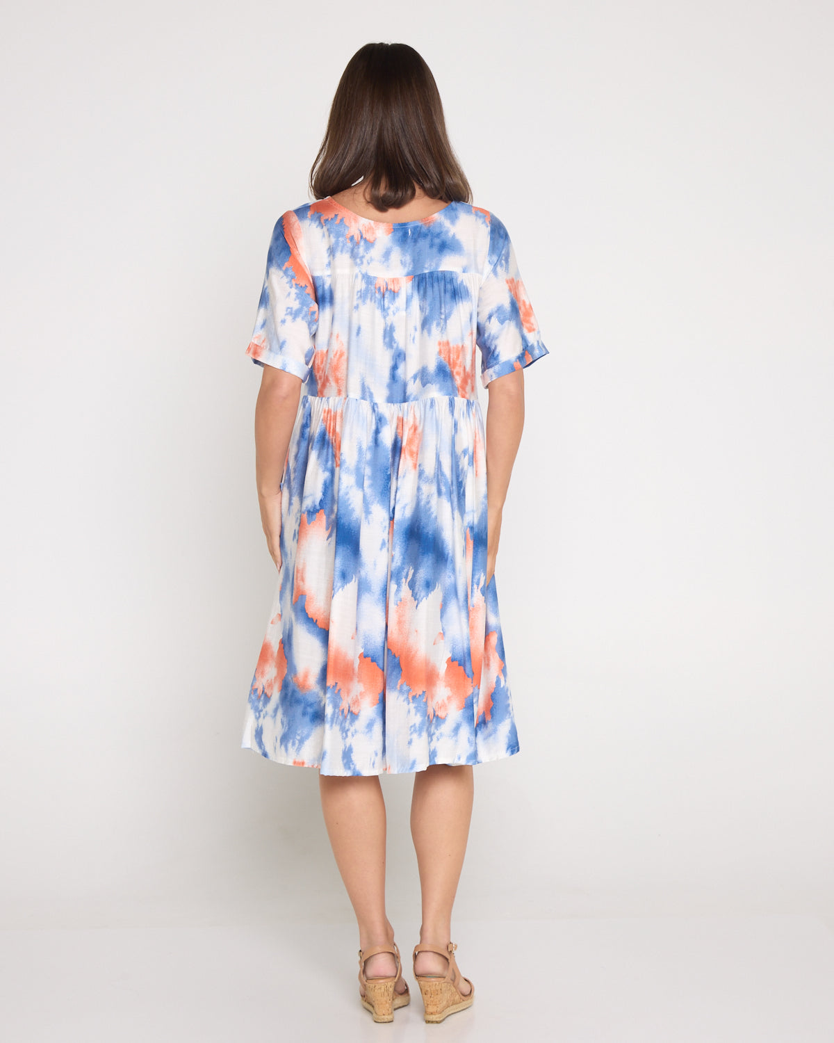 Siena Border Dress – Coral Ocean