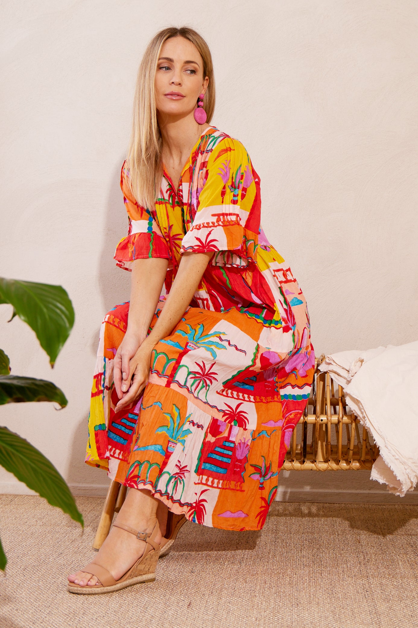 Zanzibar Midi Dress - Sunset Print