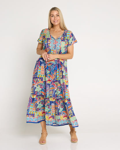 Zola V Neck Dress - Tropical Village