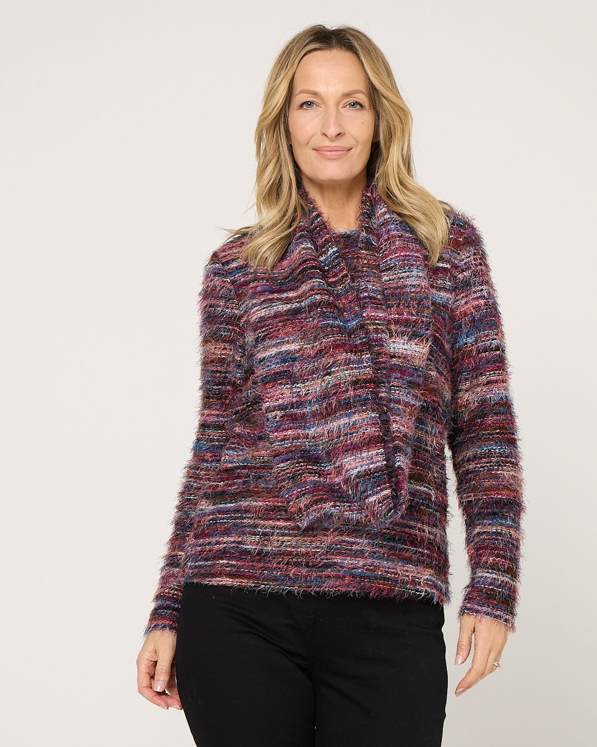 Lani Fluffy Knit Top & Snood - Purple