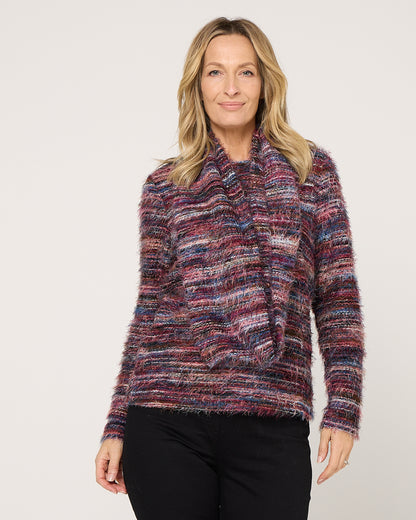 Lani Fluffy Knit Top & Snood - Purple