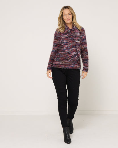 Lani Fluffy Knit Top & Snood - Purple