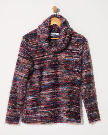 Lani Fluffy Knit Top & Snood - Purple