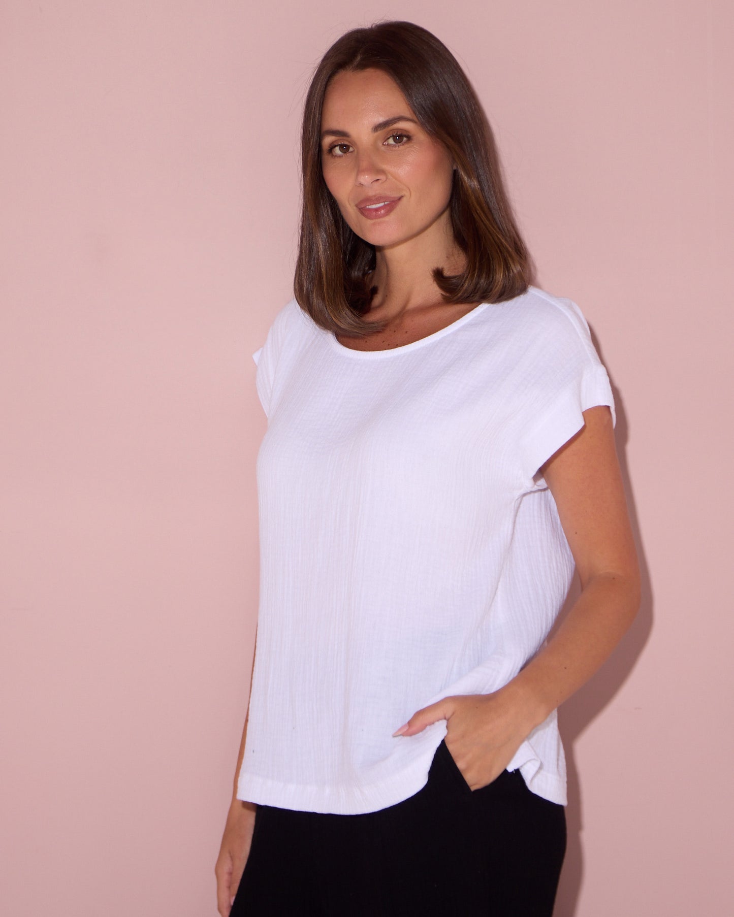 Tarin Cotton Cheesecloth Top - White