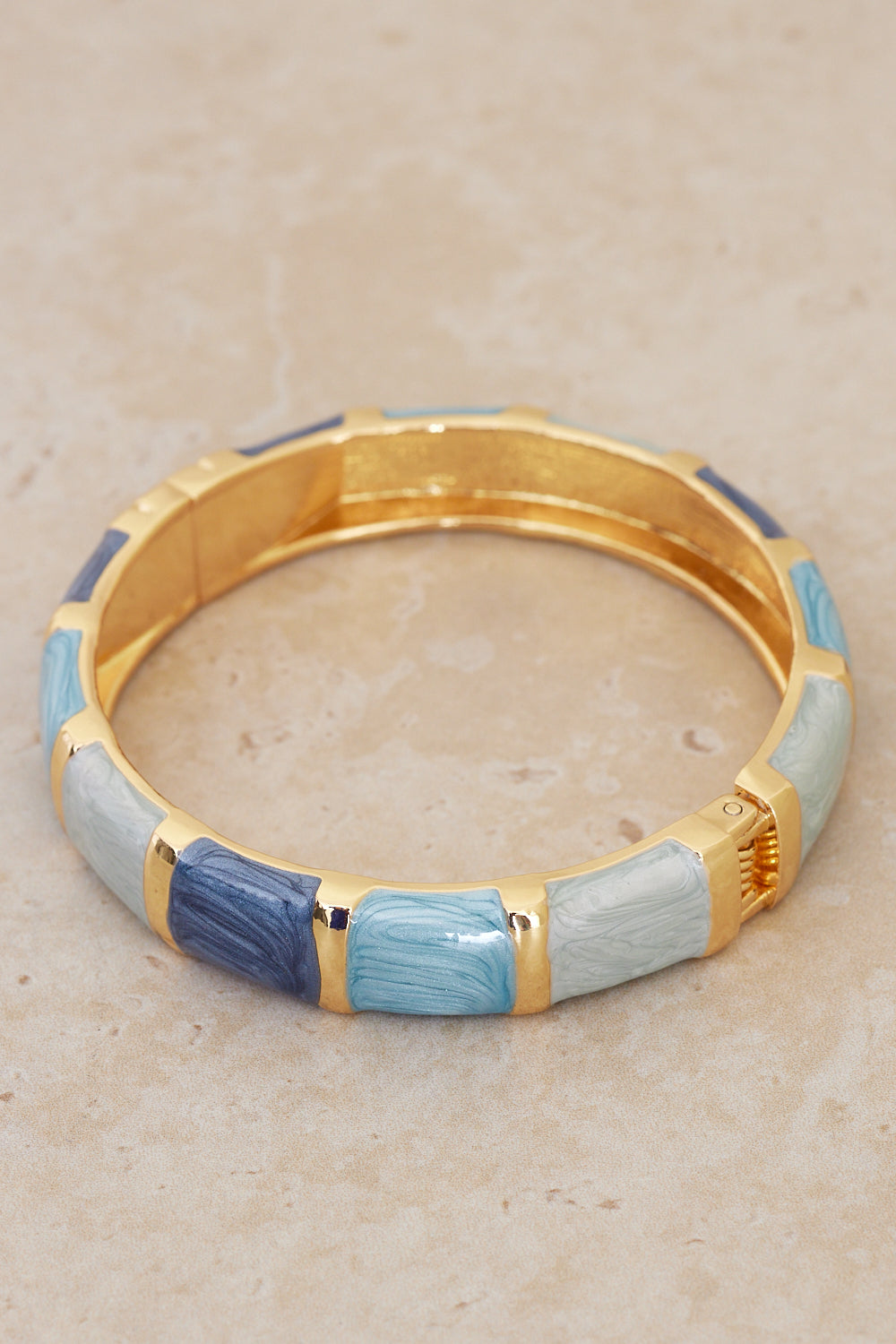 Capri Enamel Bangle - Gold/Blue