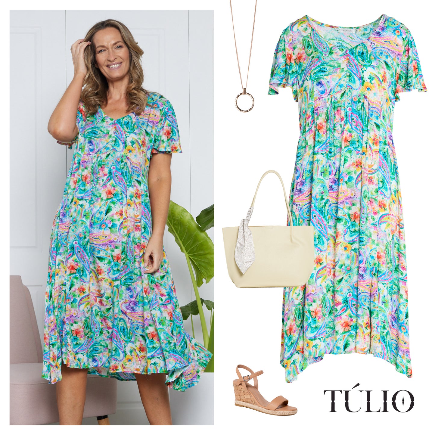 Brighton Dress - Tropical Paisley