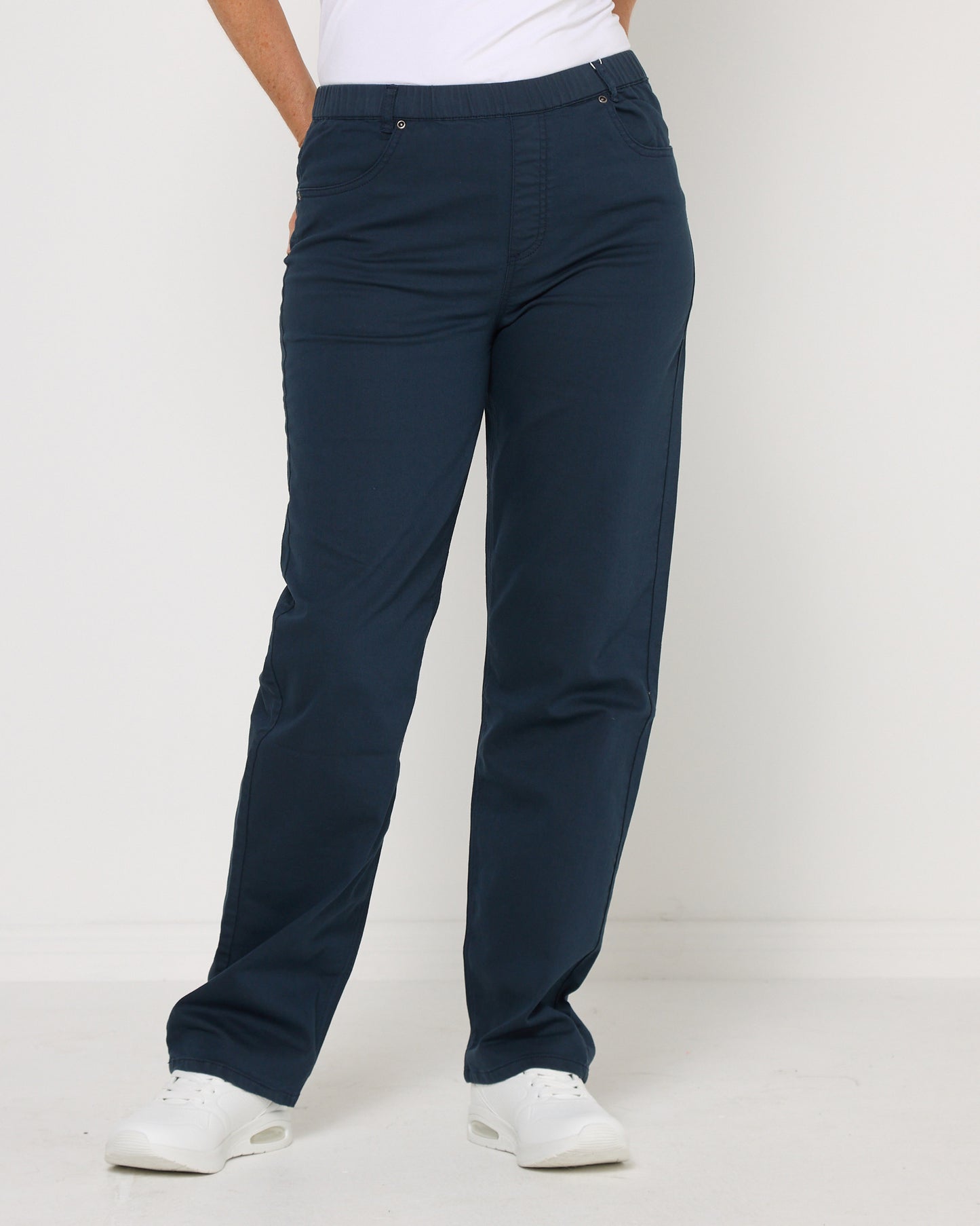 Straight Leg Pull On Stretch Jeans by Cafe Latte