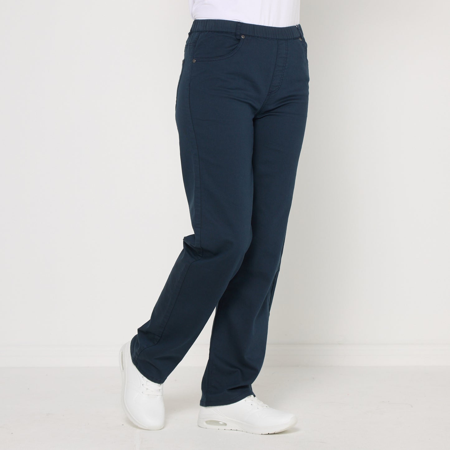 Straight Leg Pull On Stretch Jeans by Cafe Latte