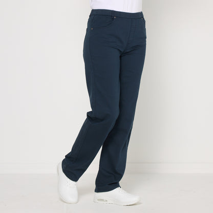 Straight Leg Pull On Stretch Jeans by Cafe Latte