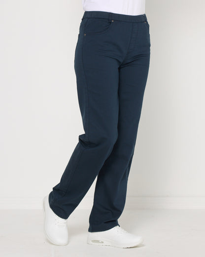 Straight Leg Pull On Stretch Jeans by Cafe Latte