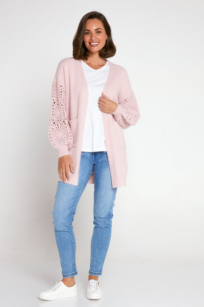 Hayley Wool Blend Knit Cardi - Pink